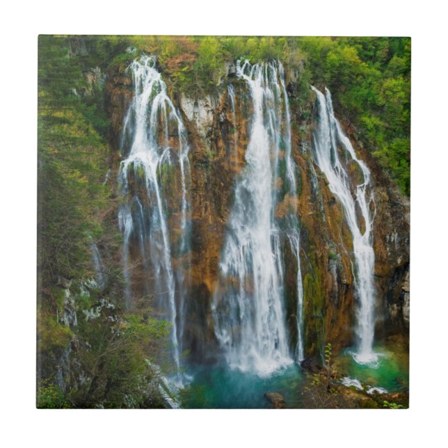 Waterfall elevated view, Croatia Tile (Front)