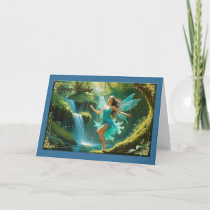 Waterfall Fairy Young Girl's Birthday Card