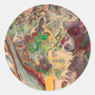 Waterfall Flow Paint Art Classic Round Sticker