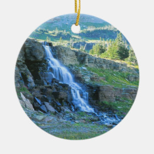 Waterfall Glacier Park Christmas Ornament