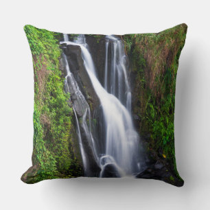Waterfall, Hamakua coast, Hawaii Throw Pillow