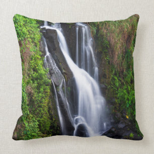 Waterfall, Hamakua coast, Hawaii Throw Pillow