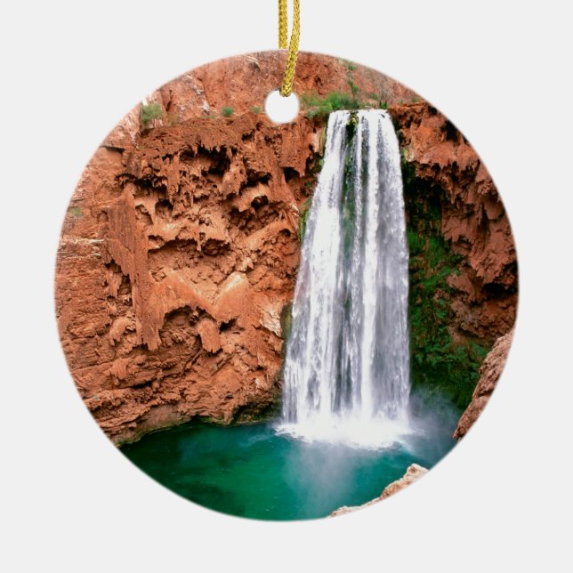 Waterfall Havasupai Mooni Grand Canyon Arizona Ceramic Ornament (Front)