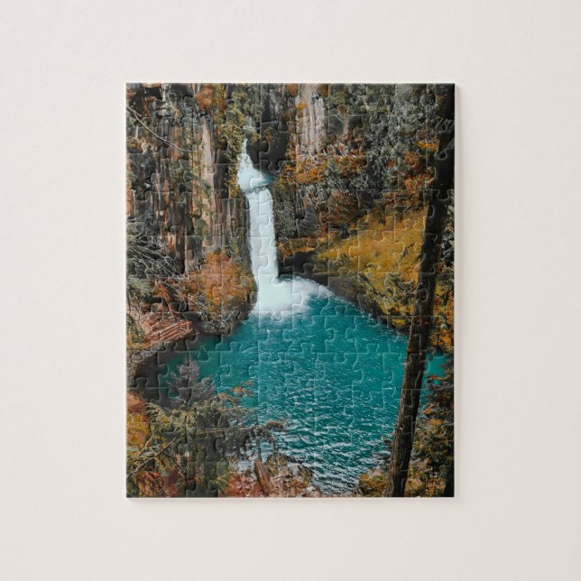 Waterfall Hidden in the Woods Jigsaw Puzzle (Vertical)