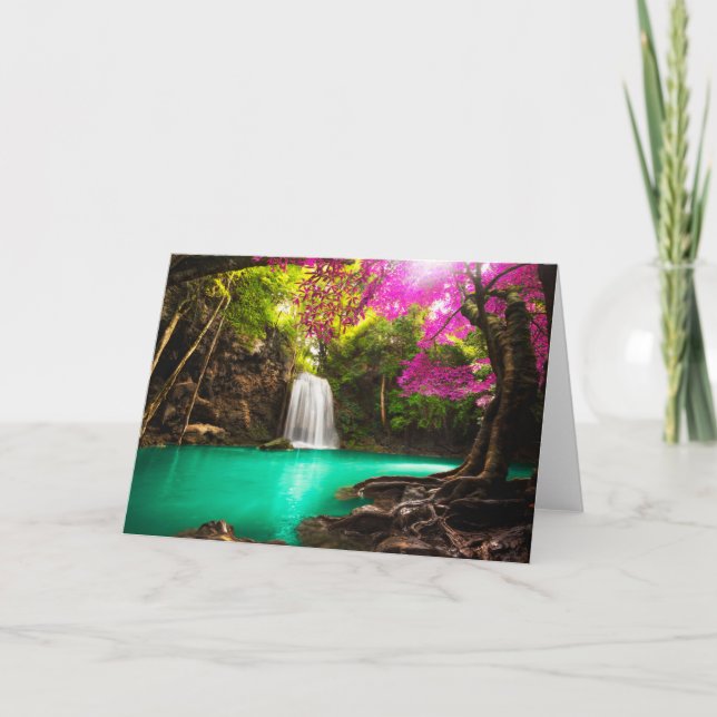 Waterfall in Autumn Forest Card (Front)