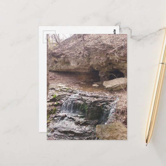 waterfall in Burlington, Iowa Postcard (Front/Back In Situ)