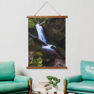 Waterfall in enchanted forest hanging tapestry