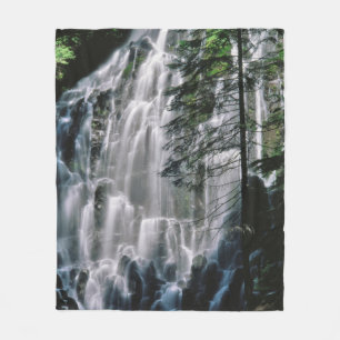 Waterfall in forest, Oregon Fleece Blanket