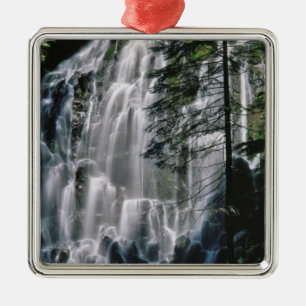 Waterfall in forest, Oregon Metal Ornament