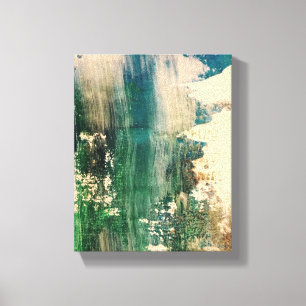 Waterfall In Forest Original Abstract Art Painting Canvas Print