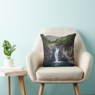 Waterfall in Forest Throw Pillow