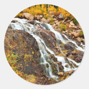 Waterfall In Grand Teton National Park Classic Round Sticker