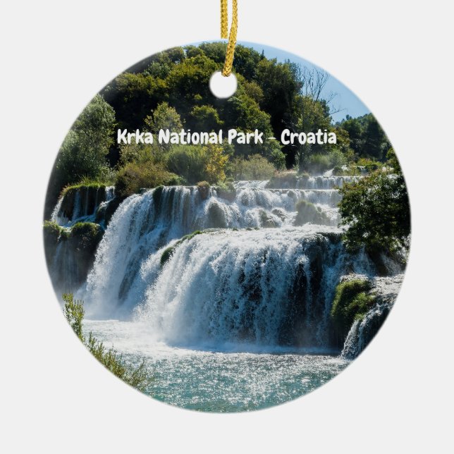 Waterfall in Krka National Park - Dalmatia,Croatia Ceramic Ornament (Front)