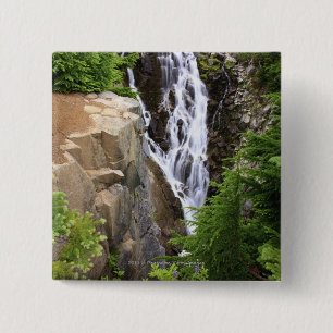 Waterfall in Mount Rainier National Park 2 Inch Square Button