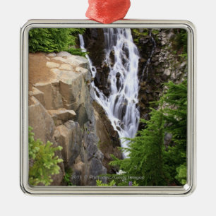 Waterfall in Mount Rainier National Park Metal Ornament