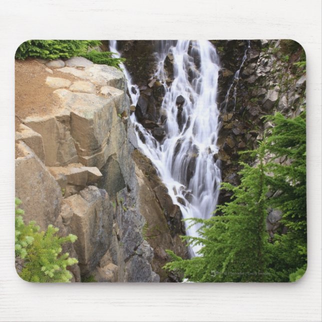 Waterfall in Mount Rainier National Park Mouse Pad (Front)