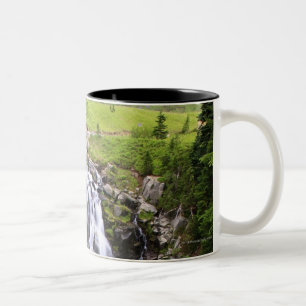 Waterfall in Mount Rainier National Park Two-Tone Coffee Mug