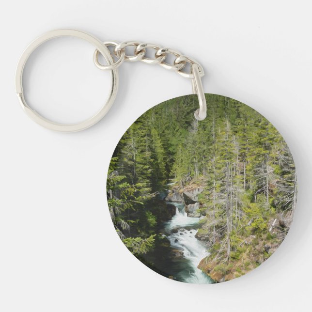 Waterfall in Olympic National Forest Keychain (Front)