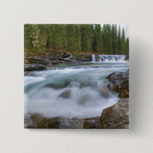 Waterfall In Sheep River In Rocky Mountains 2 Inch Square Button