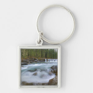 Waterfall In Sheep River In Rocky Mountains Keychain