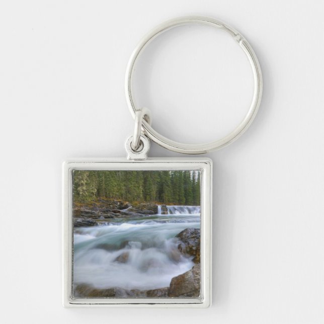 Waterfall In Sheep River In Rocky Mountains Keychain (Front)