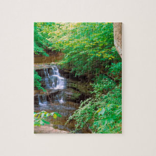 Waterfall In Starved Rock State Park Illinois Jigsaw Puzzle