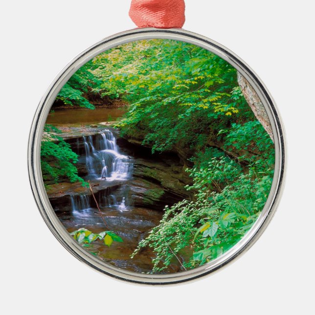 Waterfall In Starved Rock State Park Illinois Metal Ornament (Front)