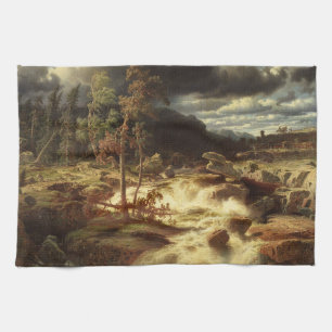 Waterfall in Sweden (by Marcus Larson) Kitchen Towel
