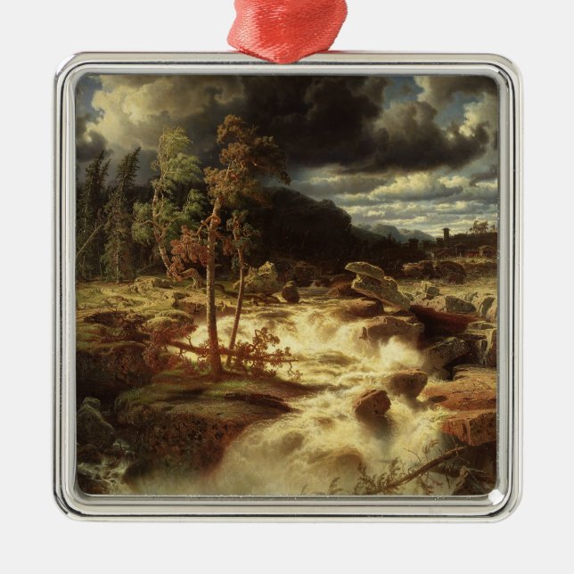 Waterfall in Sweden (by Marcus Larson) Metal Ornament (Front)