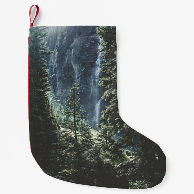 WATERFALL IN TELLURIDE SMALL CHRISTMAS STOCKING (Front)