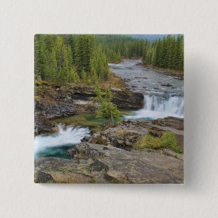 Waterfall In The Canadian Rocky Mountains 2 Inch Square Button