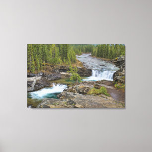 Waterfall In The Canadian Rocky Mountains Canvas Print