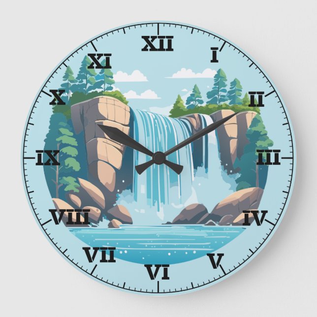 Waterfall In The Rocky Mountains Wall Clock (Front)
