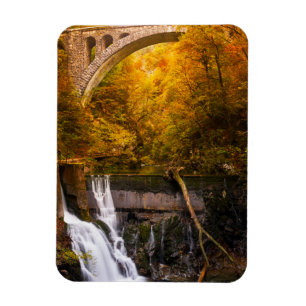 Waterfall in Vintgar Gorge canyon in autumn Magnet