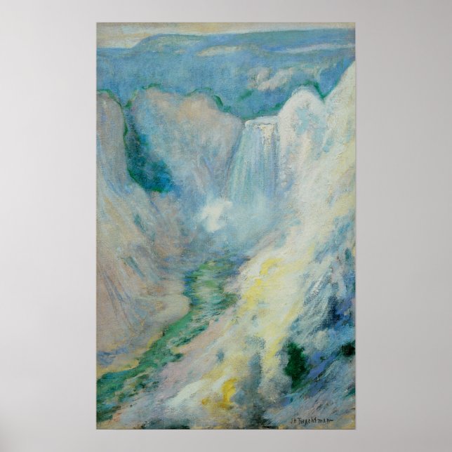 Waterfall in Yellowstone by Twachtman, Vintage Art Poster (Front)