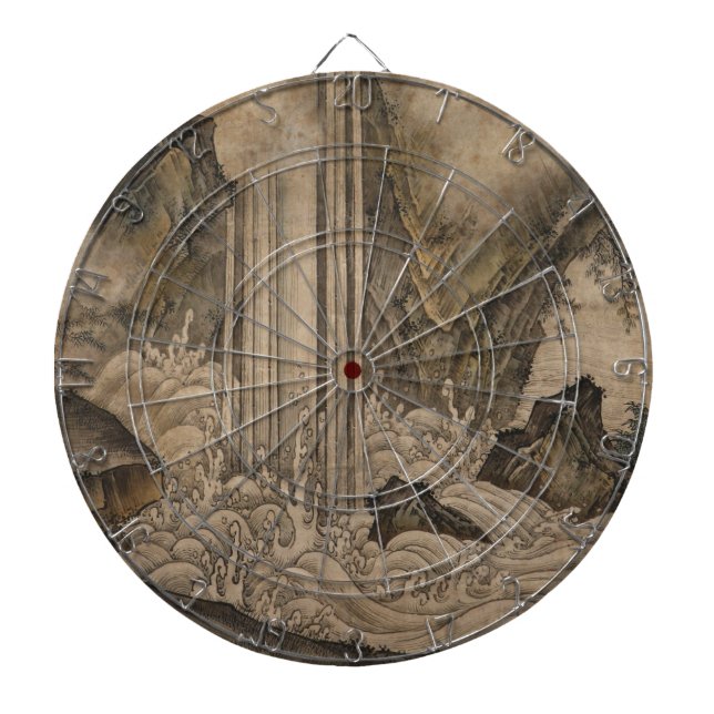 Waterfall (Japanese Landscape Art) (Kano Motonobu) Dartboard (Front)