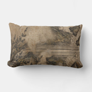 Waterfall (Japanese Landscape Art) (Kano Motonobu) Lumbar Pillow