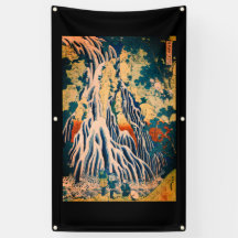 WATERFALL JAPANESE WOODBLOCK PRINT HOKUSAI Banner