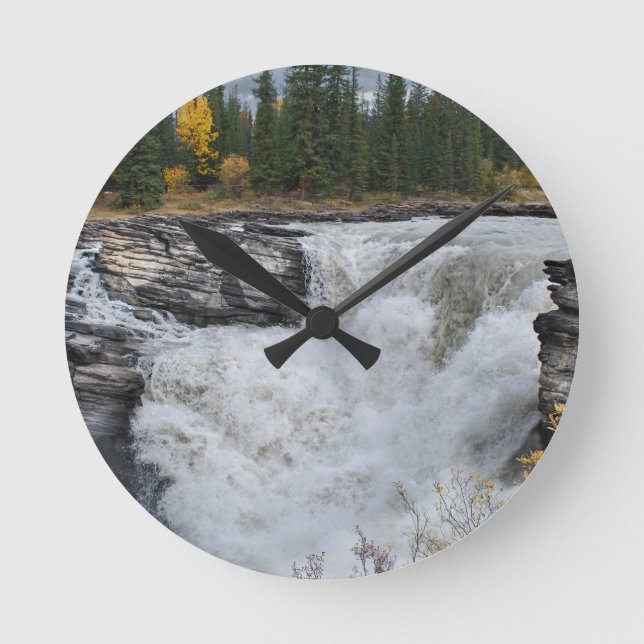 Waterfall Landscape, Athabasca Falls Round Clock (Front)