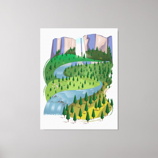 Waterfall Landscape Canvas Print (Front)