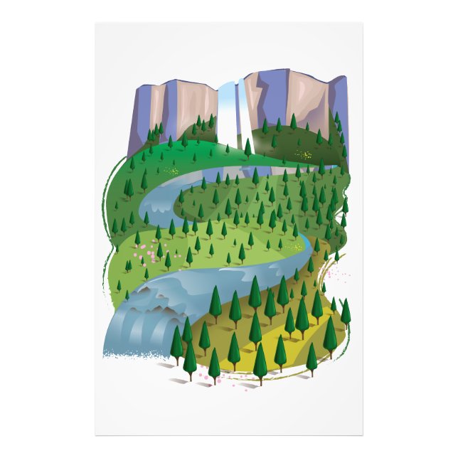 Waterfall Landscape Photo Print (Front)