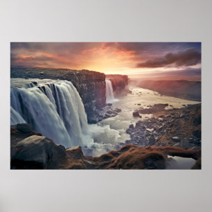Waterfall Majestic Beautiful Landscape  Poster