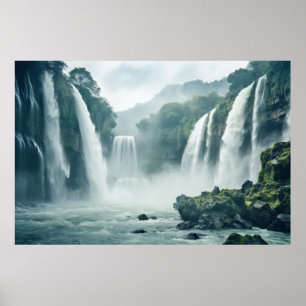 Waterfall Majestic Beautiful Landscape  Poster