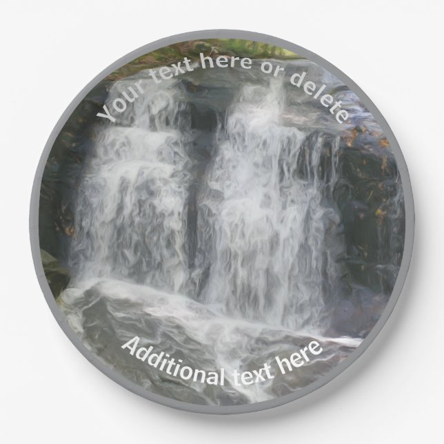 Waterfall Nature Art Personalized Party   Paper Plate (Front)