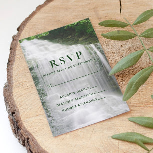 Waterfall Nature Outdoor Wedding RSVP Card