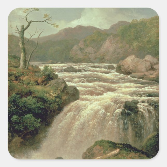 Waterfall on River Neath, South Wales Square Sticker (Front)