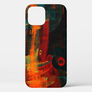 Waterfall Orange Red Blue Abstract Art iPhone 12 Case