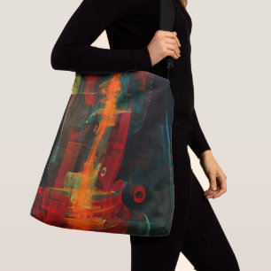 Waterfall Orange Red Blue Abstract Art Crossbody Bag