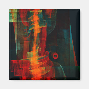 Waterfall Orange Red Blue Abstract Art Magnet
