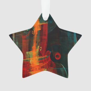 Waterfall Orange Red Blue Abstract Art Ornament